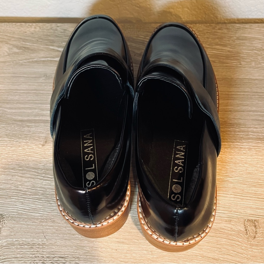 Sol Sana Women’s 37 Venus Black Leather Platform Loafers - Picture 7 of 13
